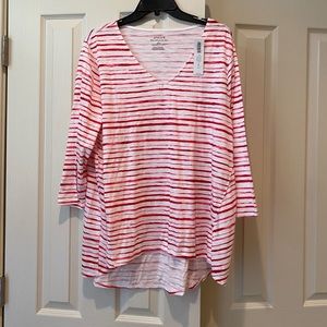 Chico’s Red&white cotton striped Blouse